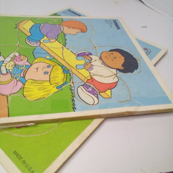 Vintage 1991 Cabbage Patch Kids Puzzles Wood Lot of 4 Playskool Ages 2-5 - Picture 10 of 11